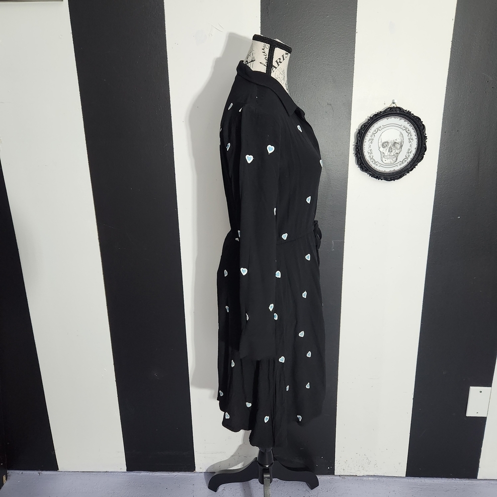 Elegant Black Heart Pattern Long Sleeve Dress - Picture 5 of 7